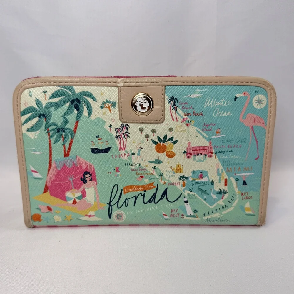 Spartina 449 Greetings From Florida Snap Wallet Womens Multi Color Florida Map